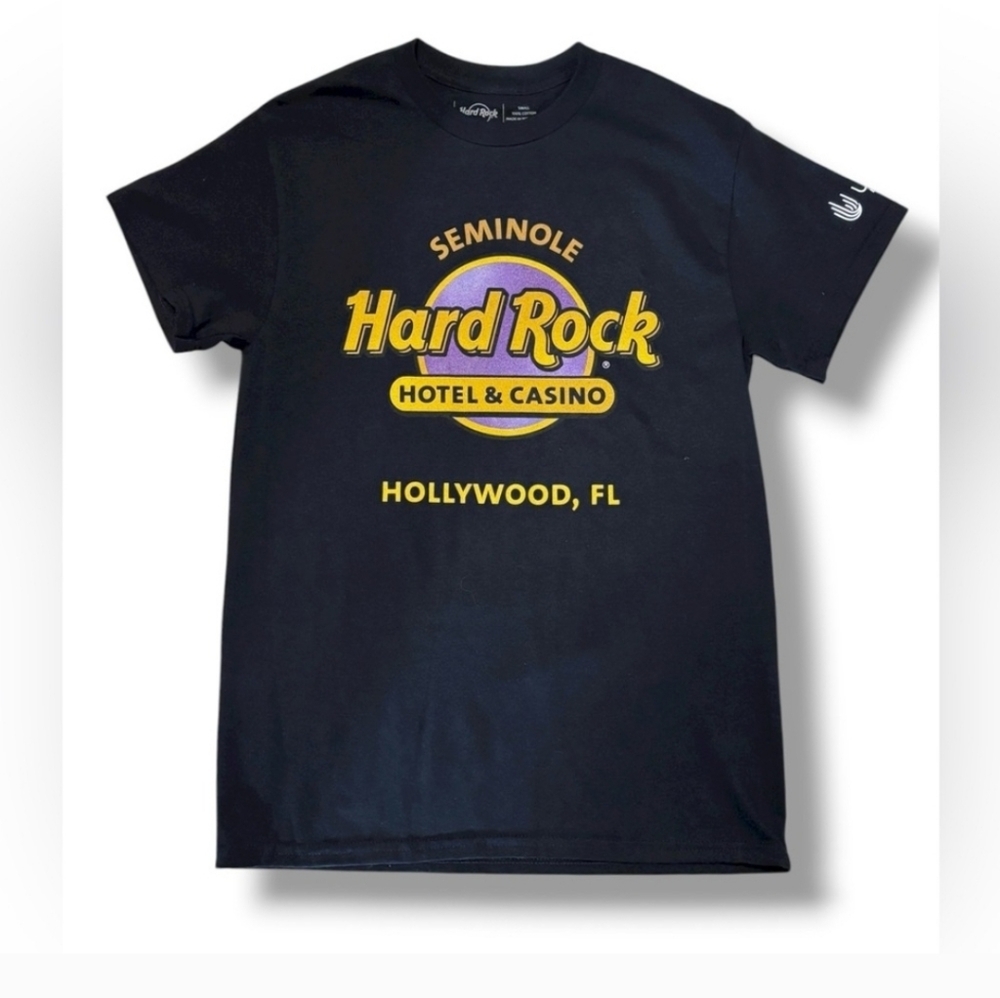 HARD ROCK Black Classic Crew Neck Logo Tee Hollywood, Florida